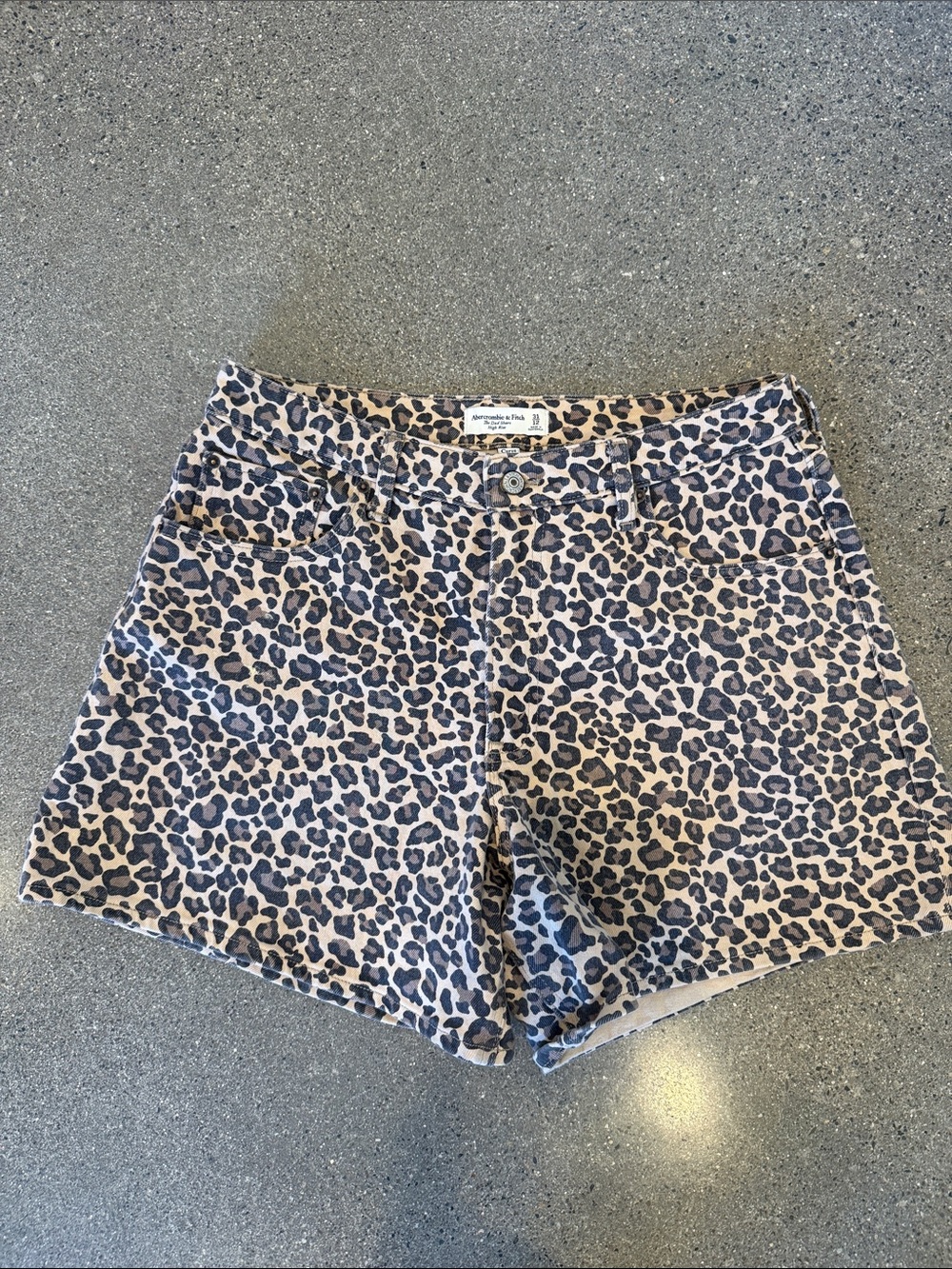 Abercrombie & Fitch Leopard Print Shorts in Tan and Black